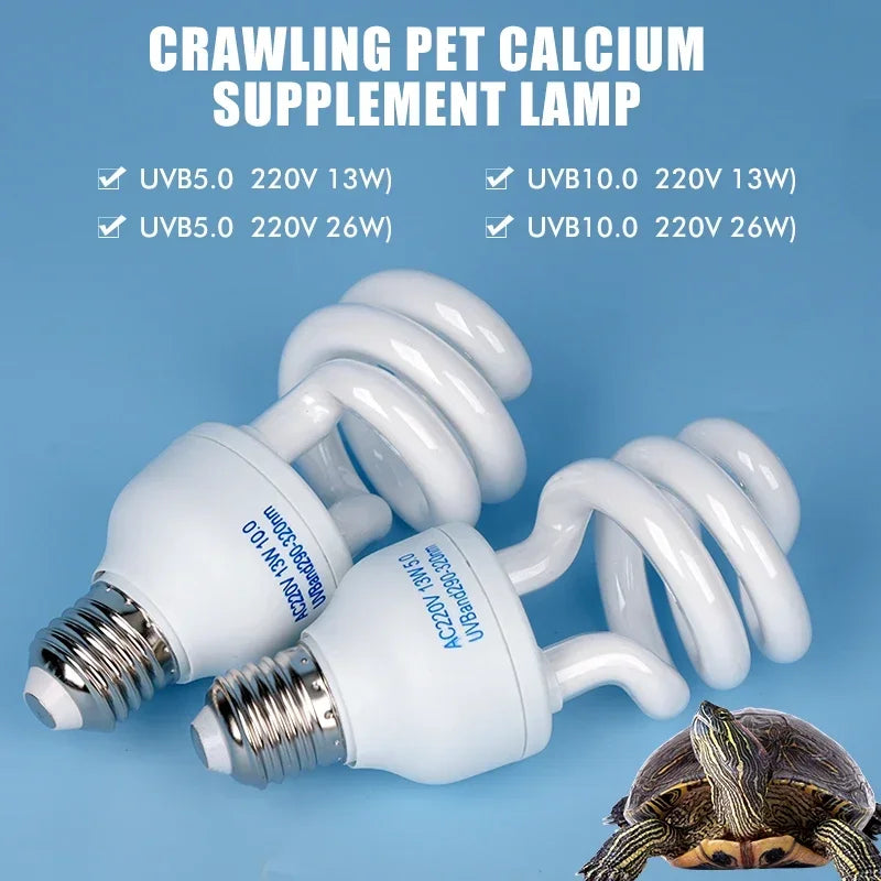 13W/26W UVB Pet Reptile Heating Lamps 5.0 10.0 Heat Lamp Energy Saving Light Turtle Lizard Snake Reptile UVB Heating Lights