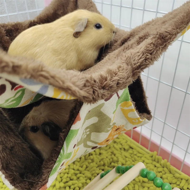 Warm Plush Hamster Hammock Small Animal Double-layer Thicken Sleeping Bag Nest Pets Rat Squirrel Hanging Cage House 햄스터케이지