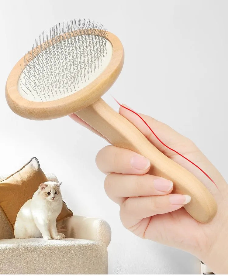 Dog Comb Wooden Handle Dog Brush Pet Grooming Comfortable Handle Combs for Cats Hair Knot Opening Dogs Hair Remover Pet Products