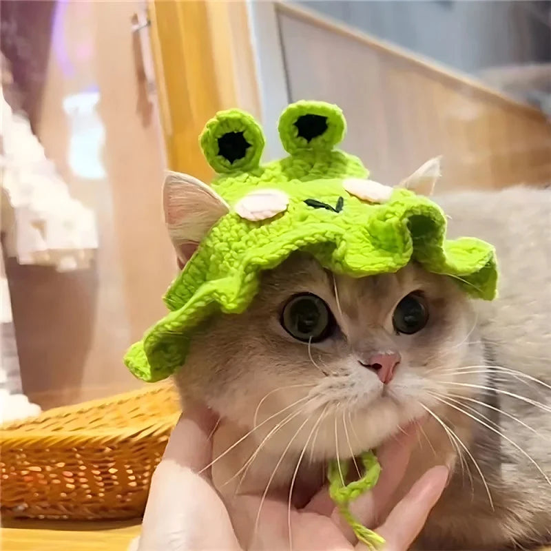 Cat Hat  Hand-made Elastic Woven Cap Pet Hat Puppy Kitten Headwear Knitted Hat Party Photo Shoot Props Decoration Cat Accessorie