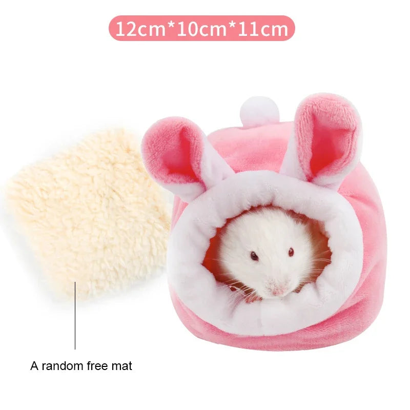 Hamster Nest Cute House Winter Soft Warm Bed Non-slip Hamster Sleeping Nest Small Animals Bedding House For Dwarf Hamsters