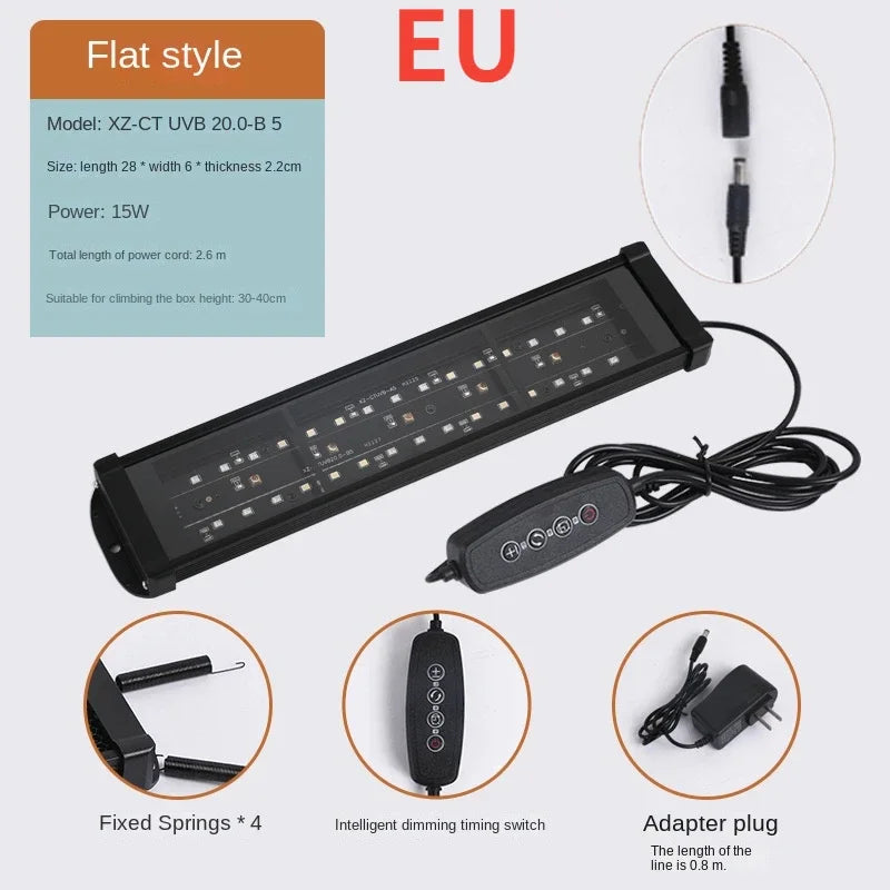 Reptile 10.0/20.0 Full Spectrum LED UV Lamp Turtle Lizard Snake UVA+UVB Terrarium Lamp Reptile Vivarium Calcium Supply tartaruga