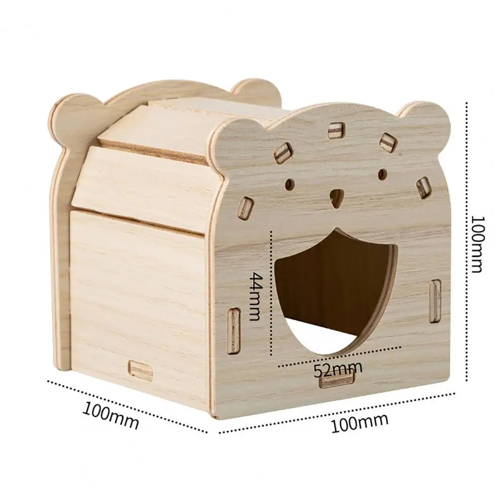 Wooden Hamster House Swing Sleeping Nest, Multi-Holes, Breathable Double Layer, Fun Toys, Small Pet Supplies