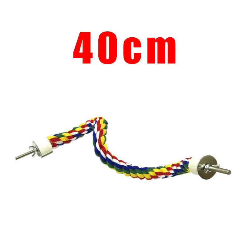 40/60/80/105cm Colorful Parrot Rope Hanging Braided Budgie Bird Cage Cockatiel Toy Pet Stand Accessories Ladder Swing Supplies