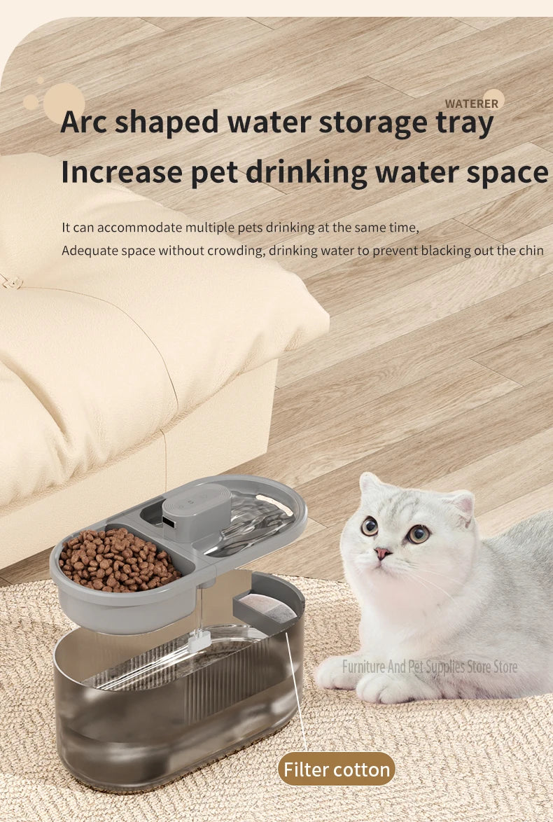 Pet Cat Automatic Induction Feeder Water Dispenser Large Capacity Water Dispenser Dry Wet Separation Food Container Pet Supplies