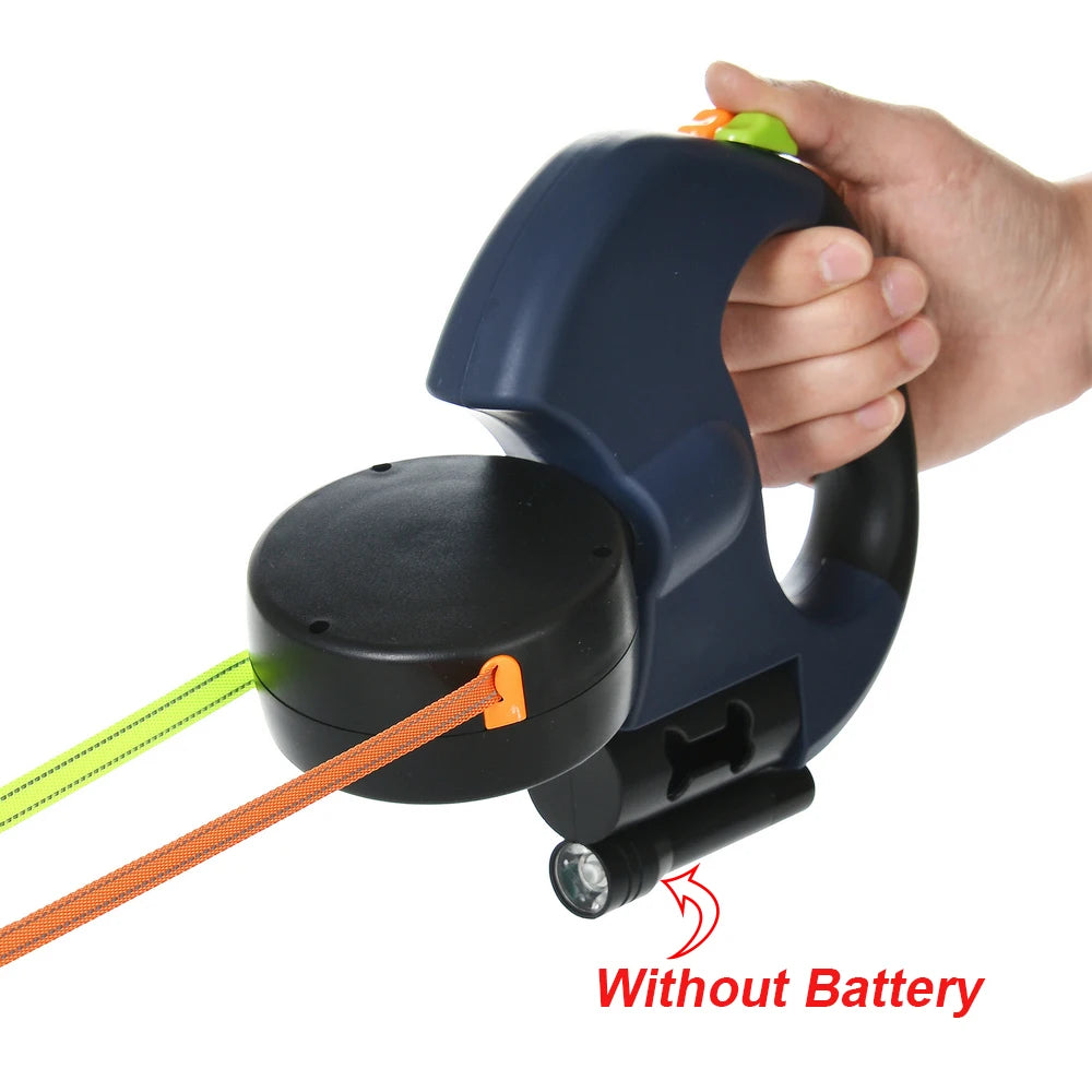 Retractable Dog Leash With Flashlight And Bag Box Outdoor No Tangle Double Pet Leashes For Two Dogs Cats Chihuahua Traction Rope