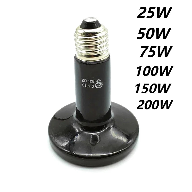 Ceramic Emitter Heat Lamp Bulb Pet Heating Light Bulb Infrared Black for Ceramic Heate Reptile Animals Heater Brooder Chocadeira