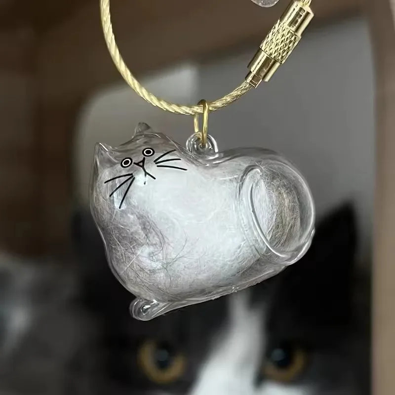 1/3pcs Transparent Cat Memorial Capsules Pet Hair Keepsake Box with Hanging Loop for Cat Lovers Gift Pendant Keychain Pet Access