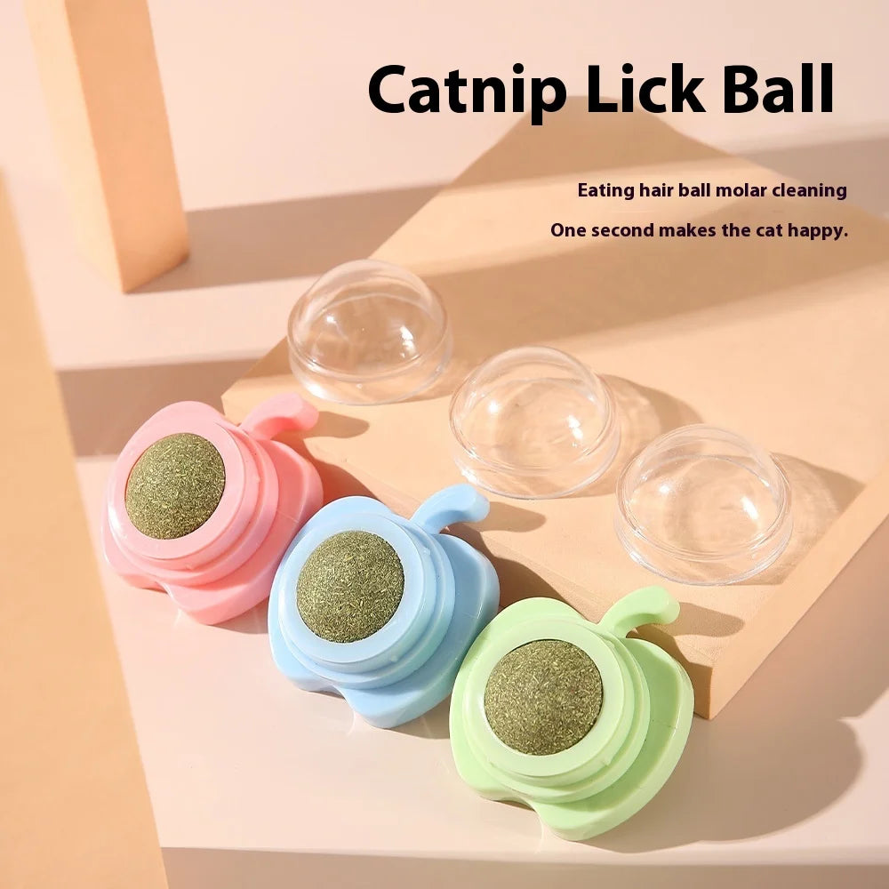 Catnip Wall Ball Licking Ball Spherical Teeth Cleaning Cat Catnip Toy Rotatable Kitten Licking Ball Pet Supplies Wall Treats