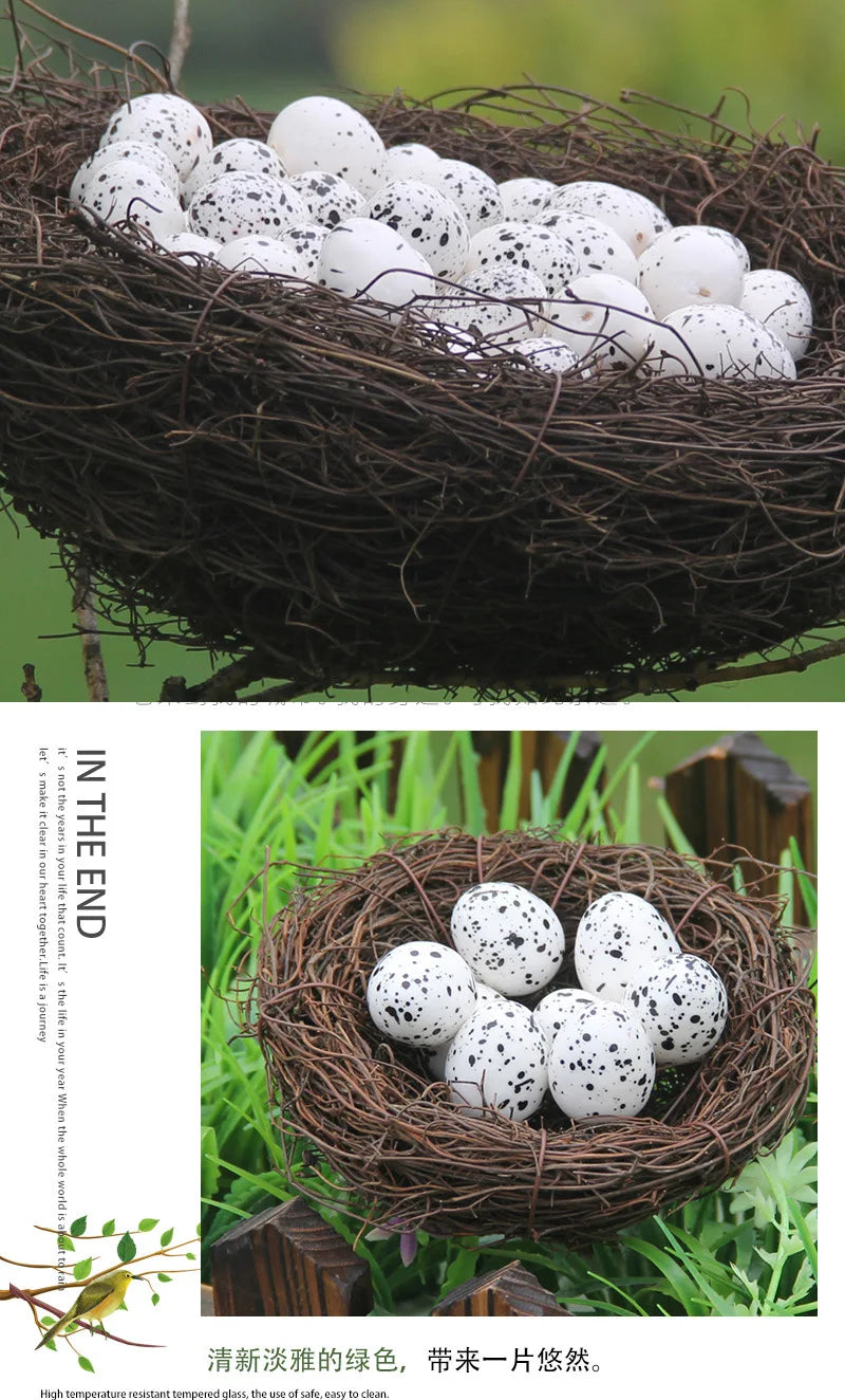 Round Rattan Bird Nest Easter Handmade DIY Craft Vine Simulation Bird Nest Egg Decor Props Home Garden Window bird house