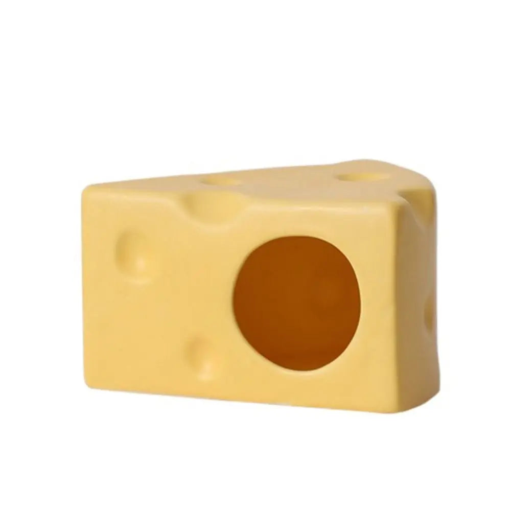 Creative Hamster Hideout Ceramics Hut Decorative Ceramics Hamster House Cheese Shape Hiding Hole Hamster Bed Pet Nesting