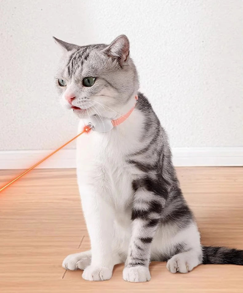 Smart Cat Toy LED Laser Cat Teasing Toy USB Rechargeable Cat Toy Adjustable Magic Cat Collar Kitten Playing Toy Cat Accessories