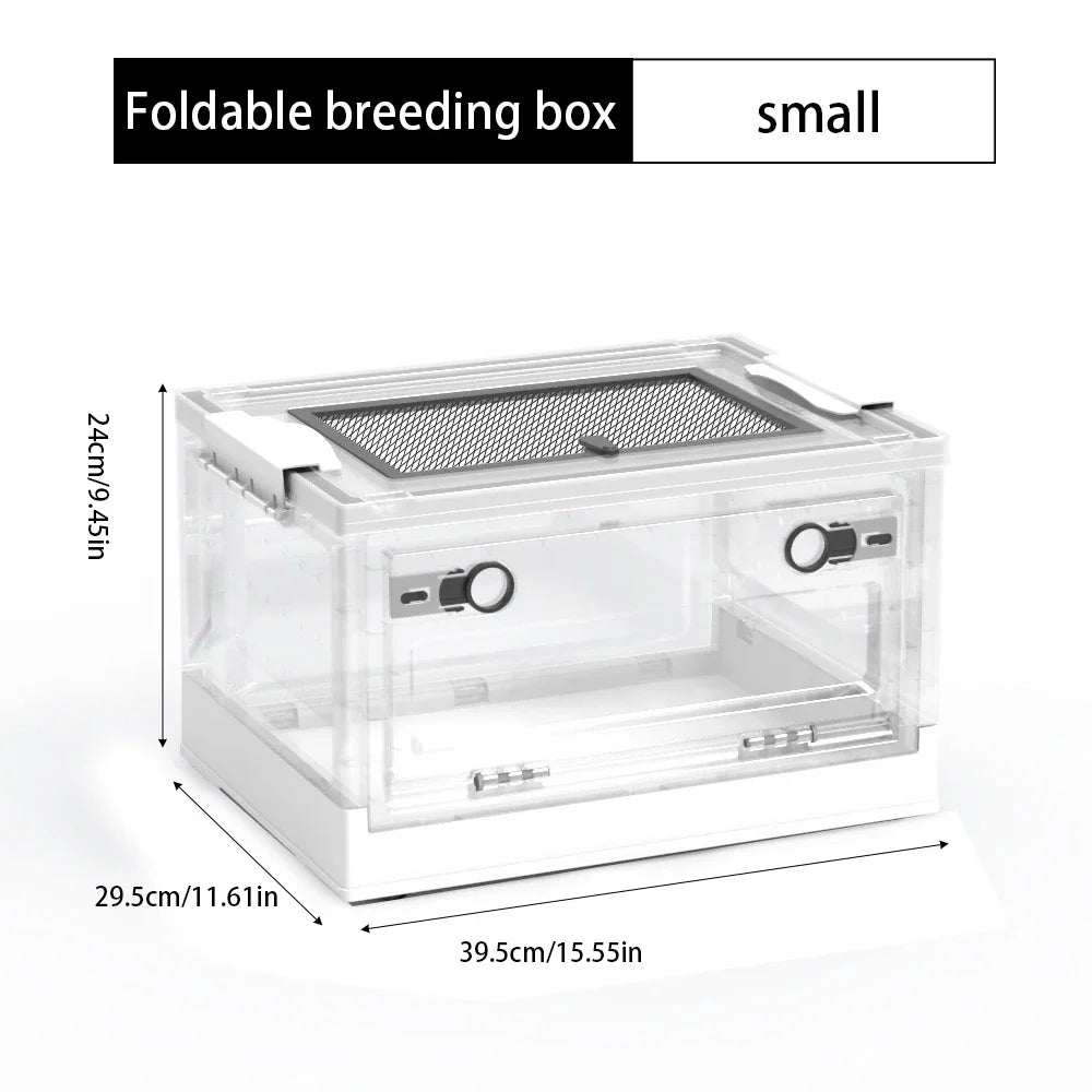 Foldable and stackable small animal terrarium, suitable for reptiles, lizards, geckos, turtles, hamsters, chinchillas