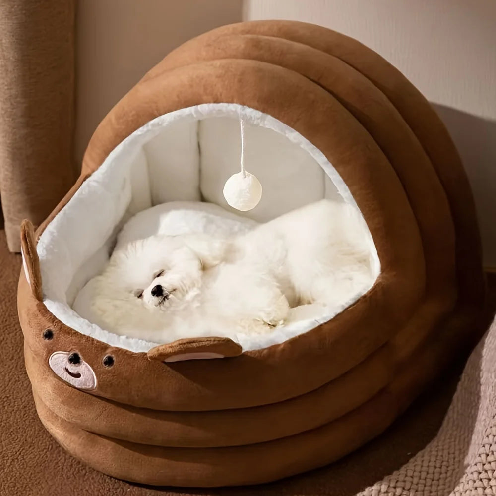 2-in-1 Thermal Cat Cave & Outdoor Condo -  Removable Mat with Waterproof Base | All-Weather Shelter for Cats