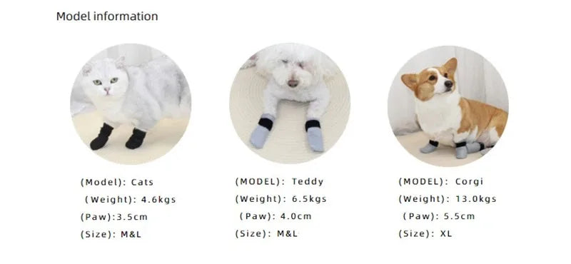 4 Pcs Cat Socks Anti-Scratch Anti Skid Protective Cats Shoes Elastic Soft Fabric Non-Slip Kitten Foot Cover Pet Supplies
