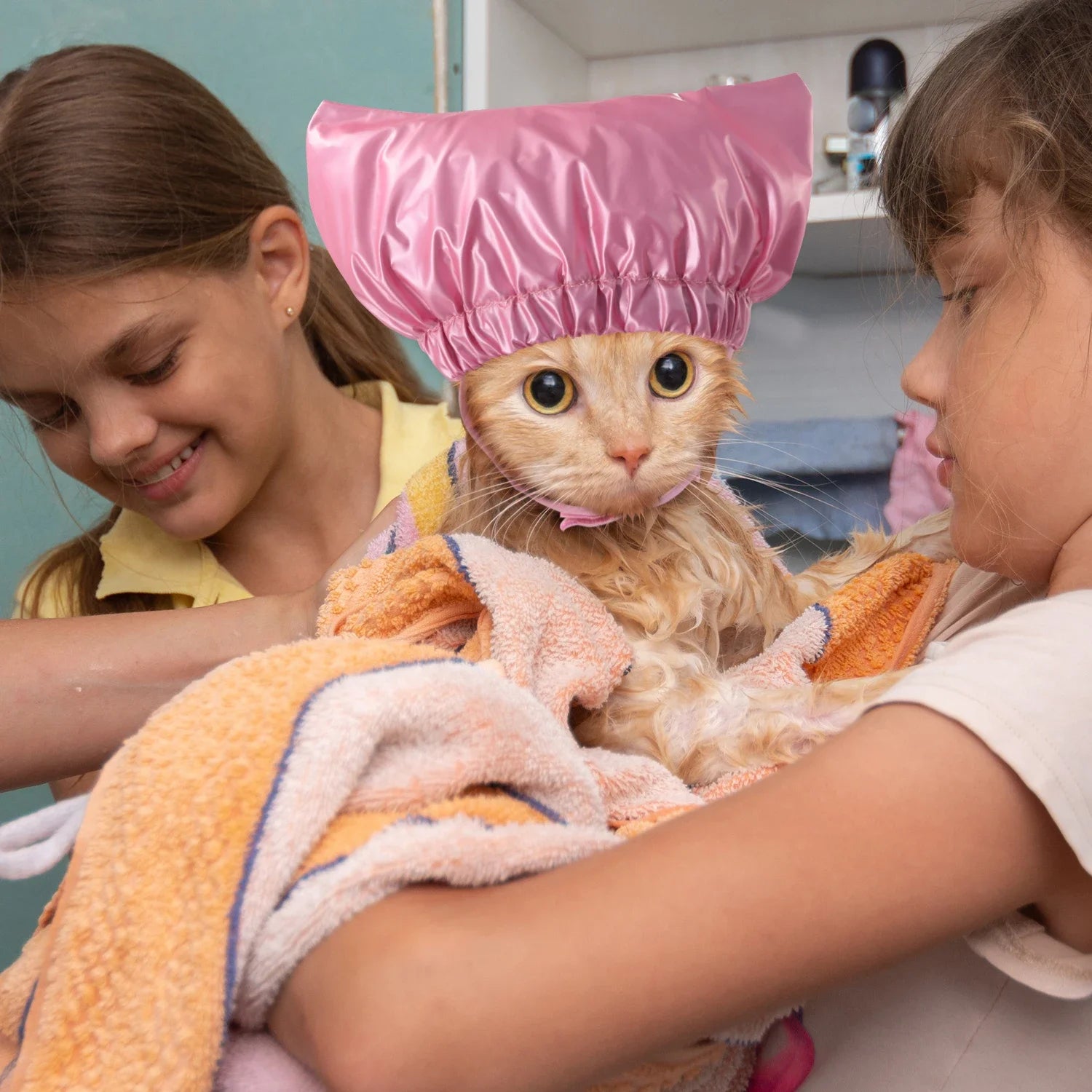 Bath Shower Cap for cat Double Waterproof Layers Bathing Shower Dog shower cap Pet Grooming Supplies Dog Cat Caps