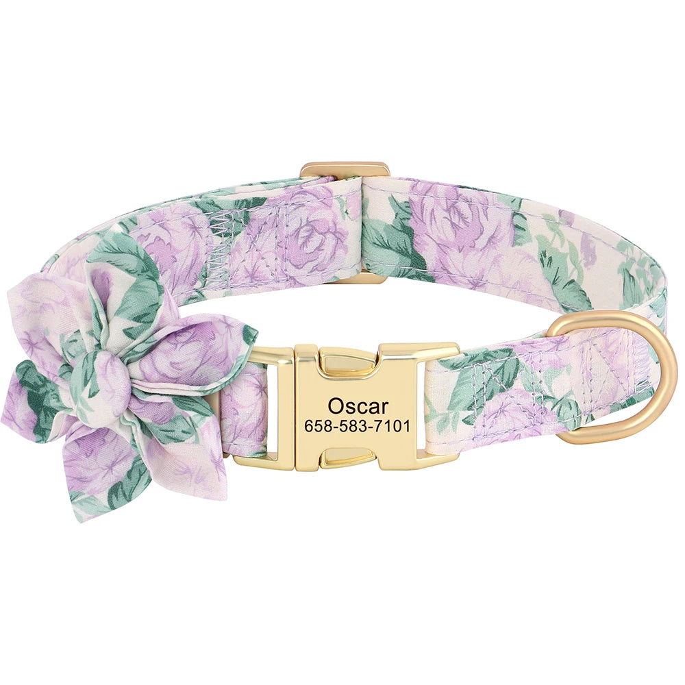 Custom Nylon Dog Collar Cute Print Dog Collars Free Engraved Pet ID Collars Necklace For Small Medium Large Dogs Pug Adjustable