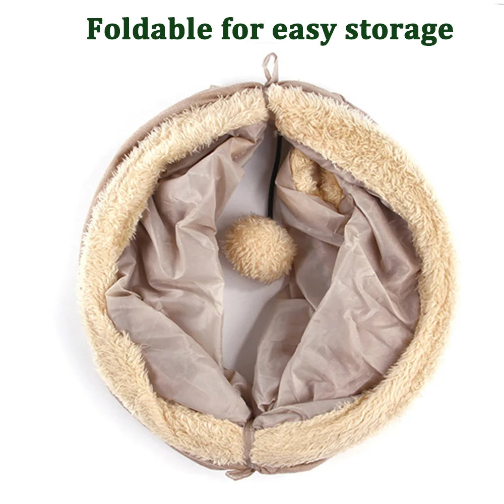 PARKER Collapsible Cat Tunnel Suede Fabric Game Chase Hidden Tunnel Tube Indoor Game Hide Training Pet Toys Dogs Cats Rabbits
