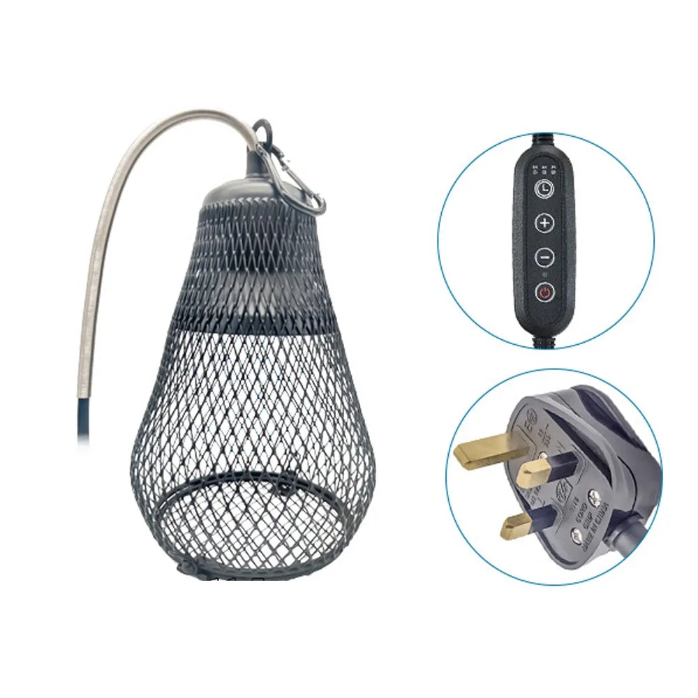 Ceramic Heat Emitter Pet Heating Lampshade Iron Mesh Dome Double Cage Reptile Heat Lampshade E27 Bulb Holder