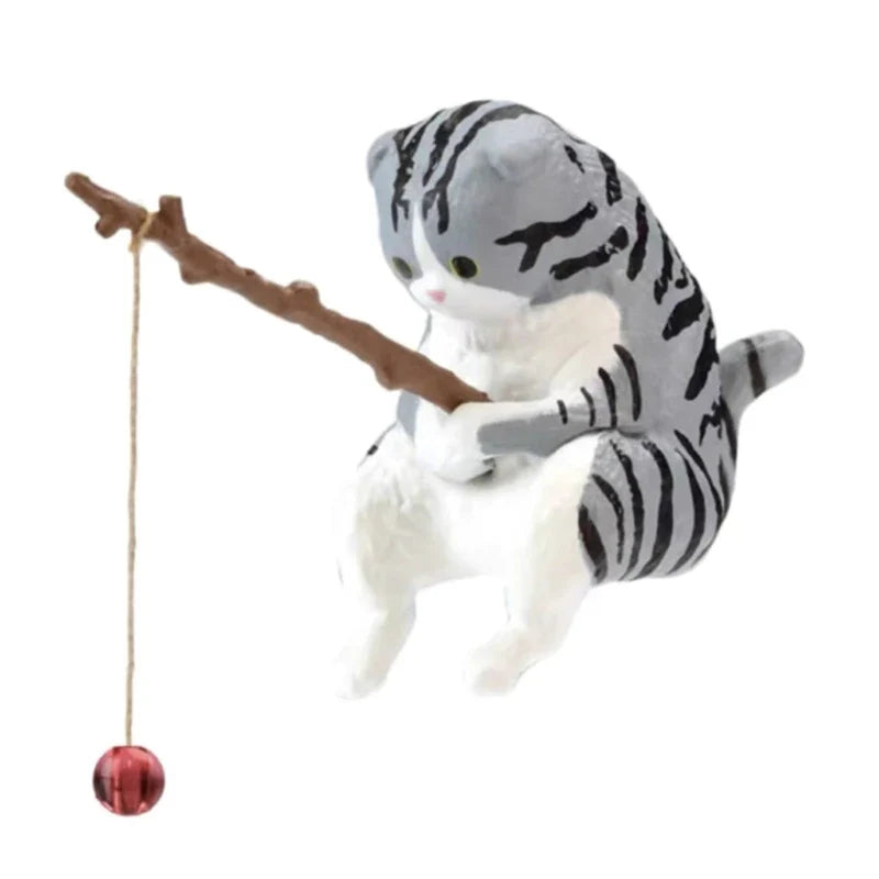 Fishing Cat Ornaments Aquarium Decoration Fish Tank Landscaping Cartoon Cat Statue Mini Resin Figurine Home Decorations