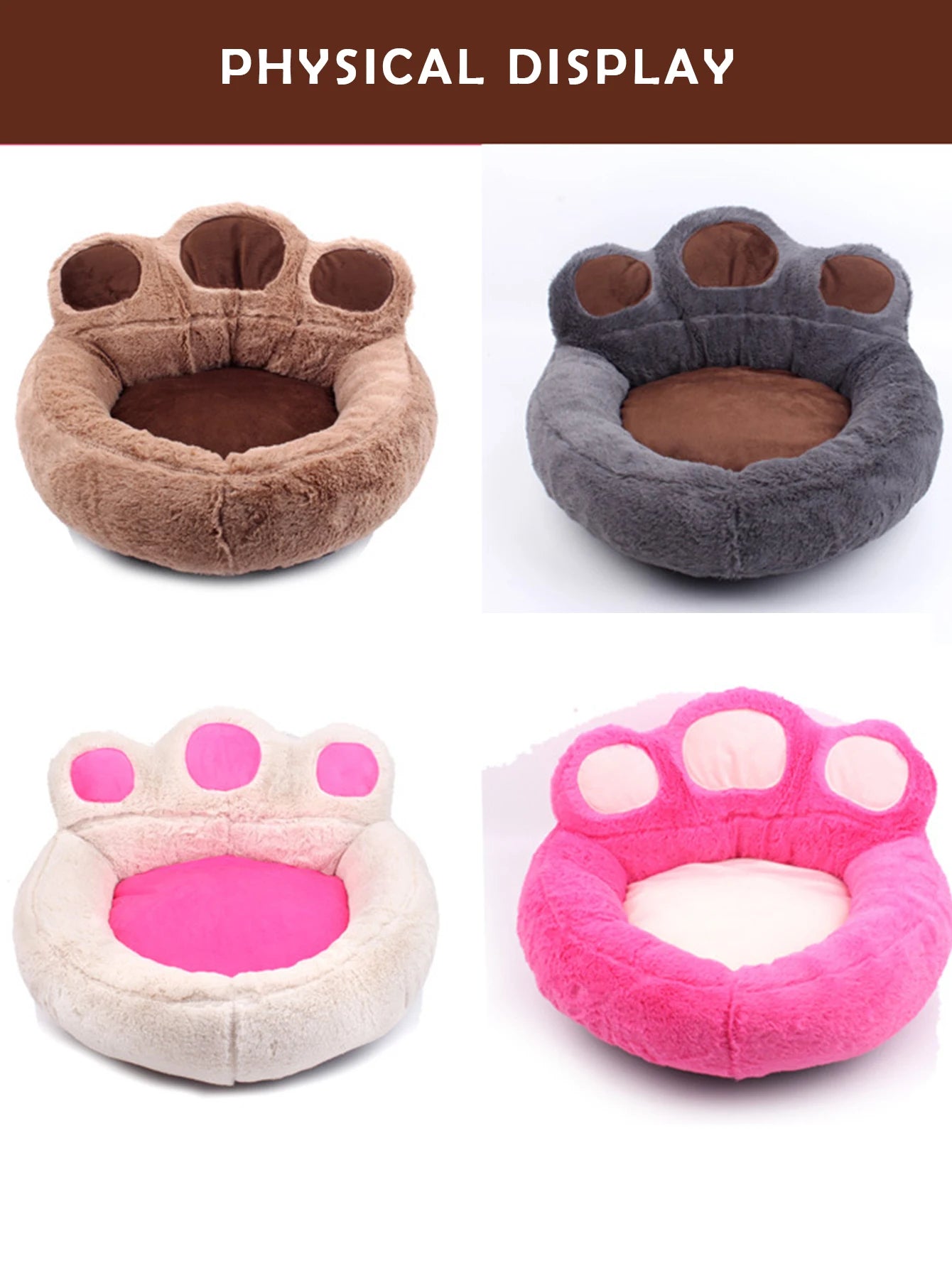 Super Soft Pet Nest for Large Medium Small Dogs Cats in All Seasons Removable Water Washing Dog Kennel Bear Paw Safety Pets Pad