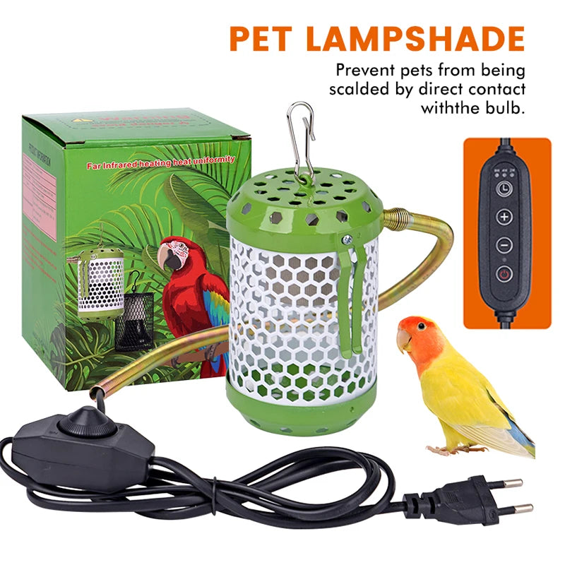 Pet Reptile Heat Lamp Ceramic Heater Bulb Lamp Shade Cover for Bird and Amphibian Pet Brooder Cage With Protective Case