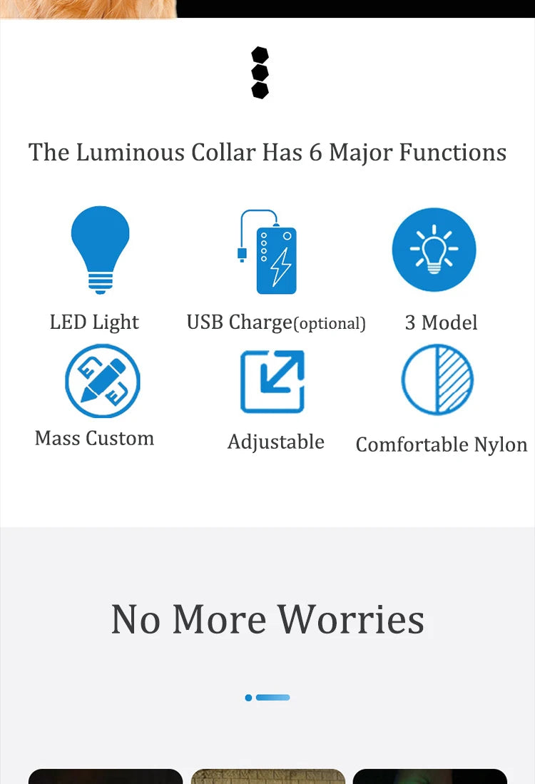 Reflective Dog Collar Luminous Night Safety Usb Rechargeable LED Dog Collar Light For Small Dogs Cat Pet Collar Para Perro XS-XL