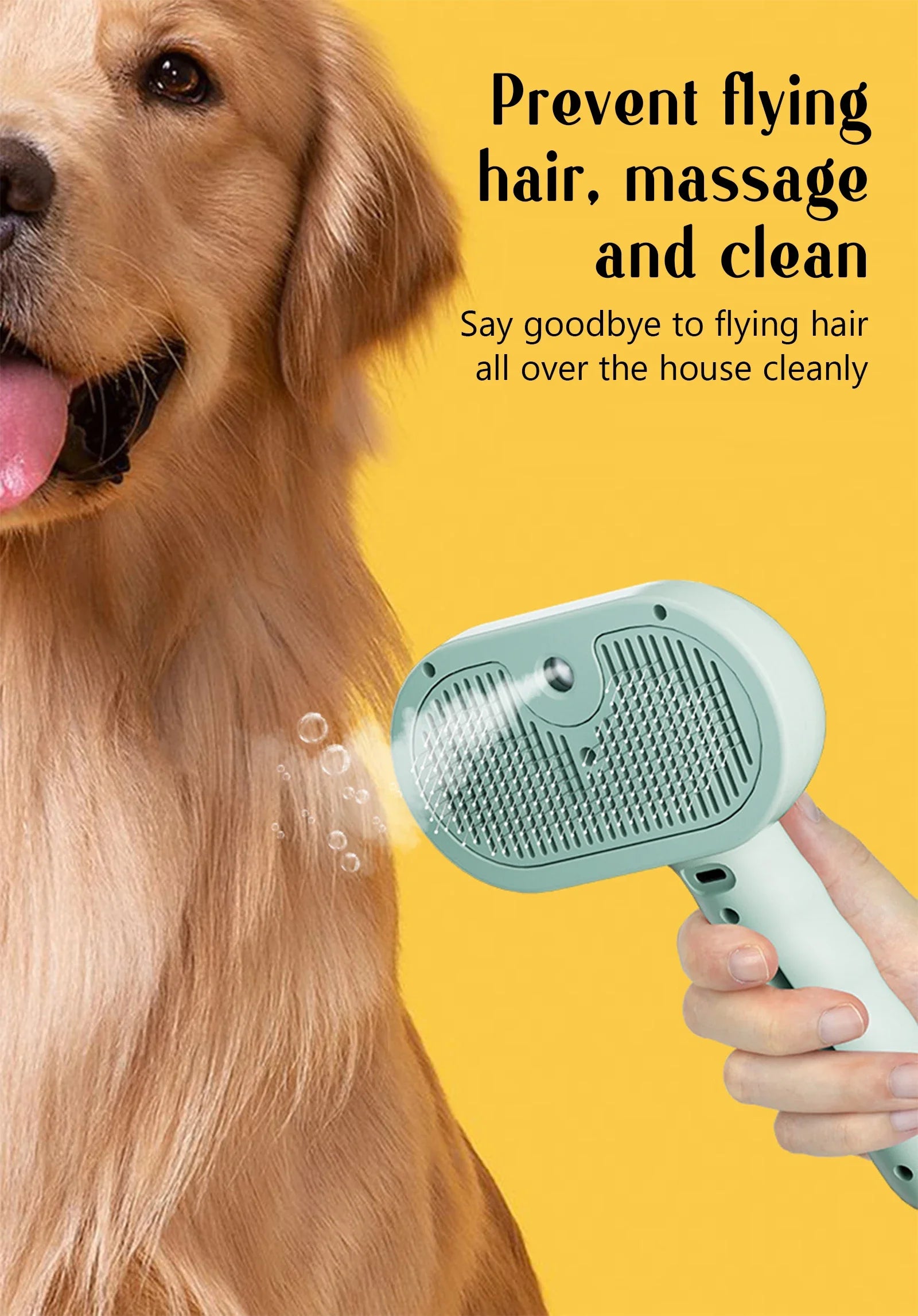 Pet Spray Hair Comb, Pet Hair Remover Cleaning Brush, Cats Grooming Dog Accessories Tools, Dematting Water Mist Humidifier Comb