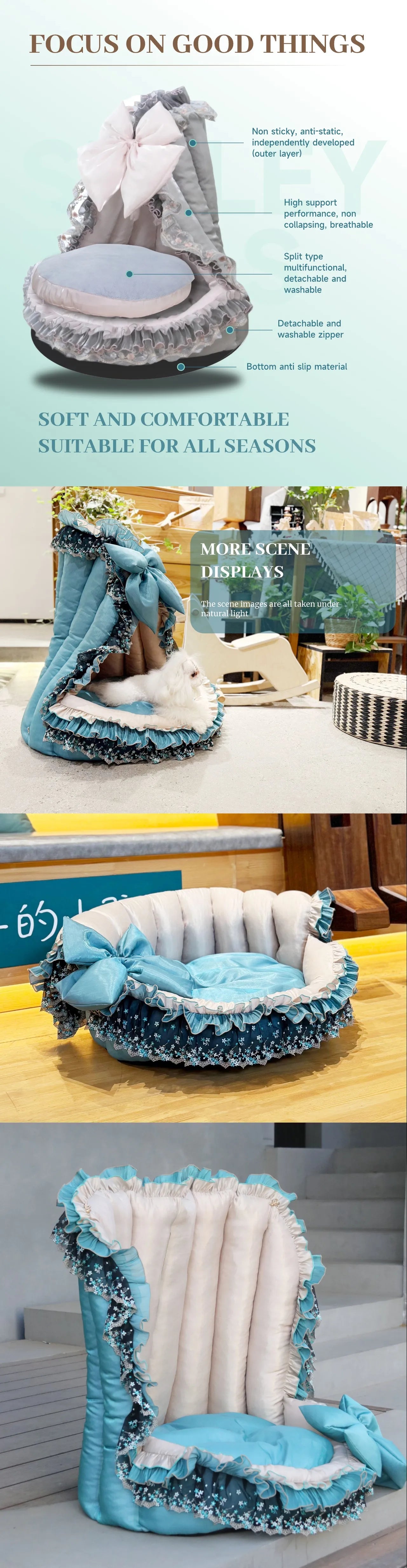 Fashion Pet Dwelling [Multi-functional Transformation] Removable and Washable Pet Kennel Victorian Style for Cats and Dogs