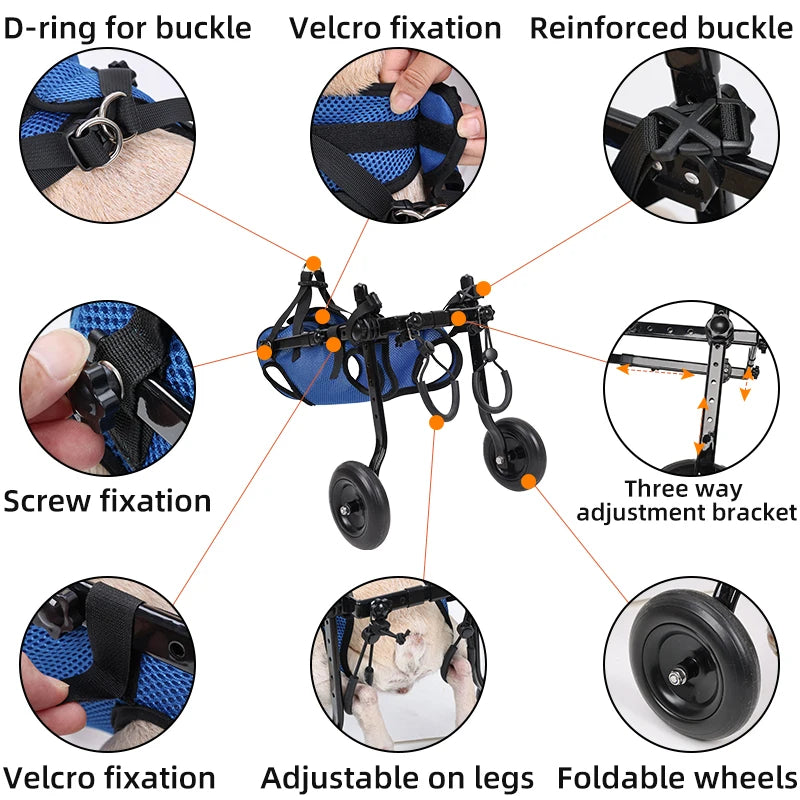 Pet Wheelchair Cart Adjustable Pet Mobility Aids with Wheels Disabled Cat Dog Rehabilitation Walking Mobility Aid Troll