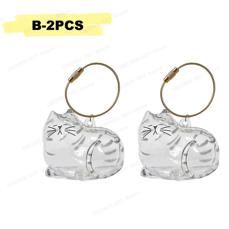 Cat Hair Storage Box Memorial Keychain Transparent Pet Fur Storage Container Hanging Cat Keychain Pendant for Pet Lovers