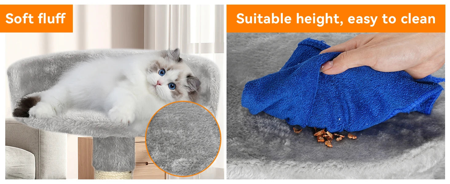 Passerscat Cat Tree Cat Tower With Toy For Indoor Cats Multi-Level With Scratching Posts Cat House Cozy Condo Padded Top Perches