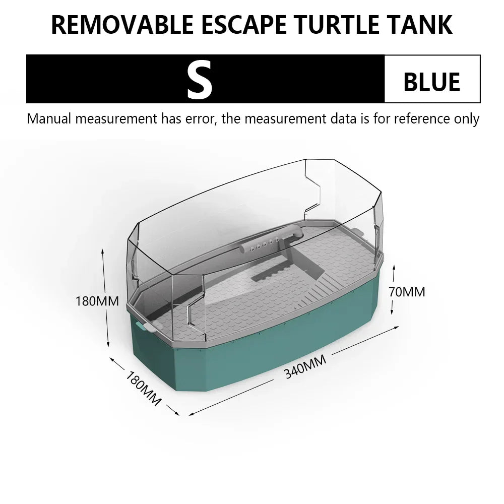 Turtle Habitat Tortoise Feeding Boxes with Basking Platform Reptiles Tortoise Vivarium Box Aquarium for Turtles Tank Feeding Box