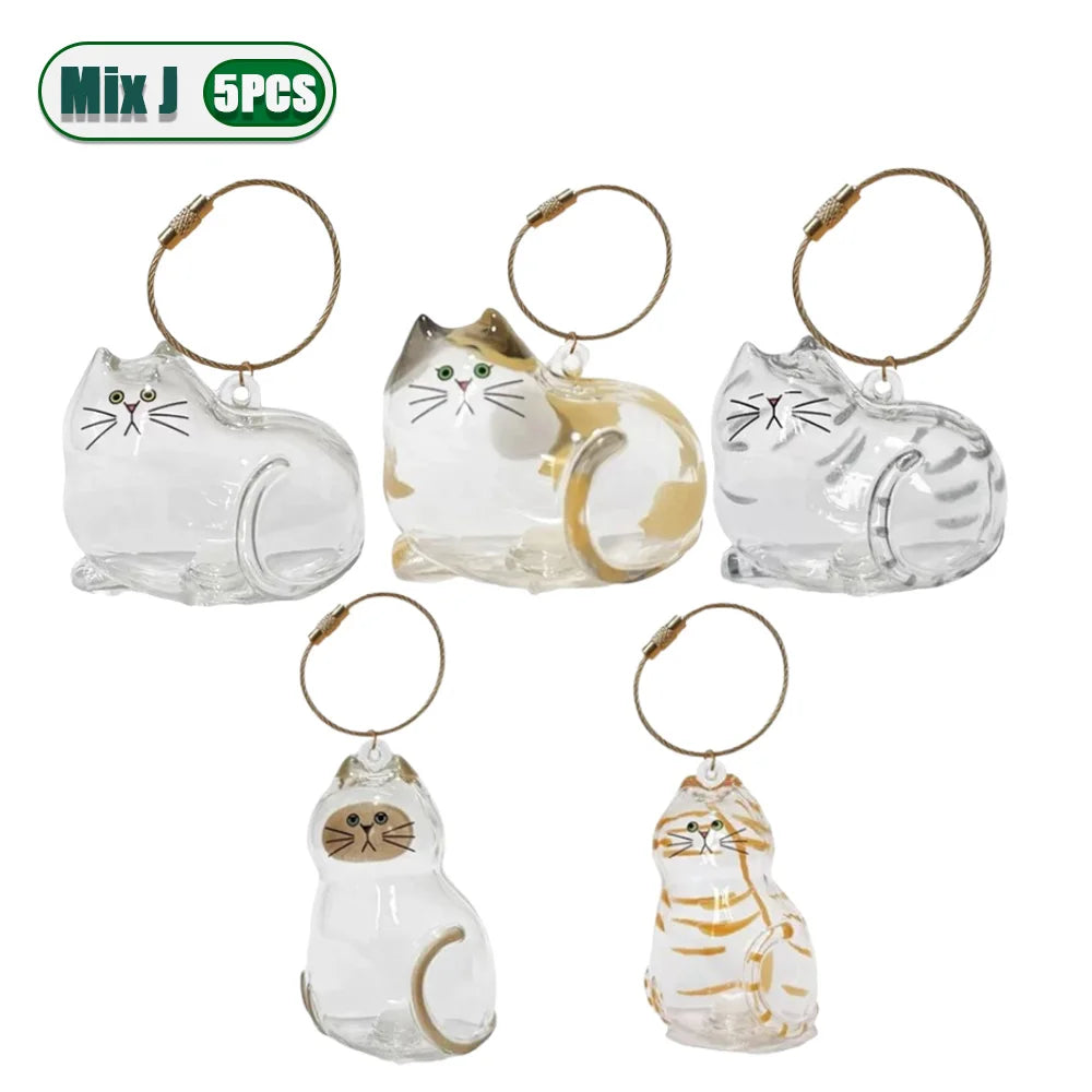 1-5PCS Personalized Cat Hair Jewelry Keyring Pet Memorial Keepsake Holder for Ashes or Fur Unique Gift for Grieving Pet Lovers