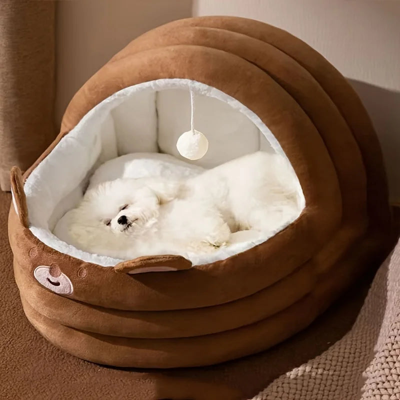 2-in-1 Thermal Cat Cave & Outdoor Condo -  Removable Mat with Waterproof Base | All-Weather Shelter for Cats