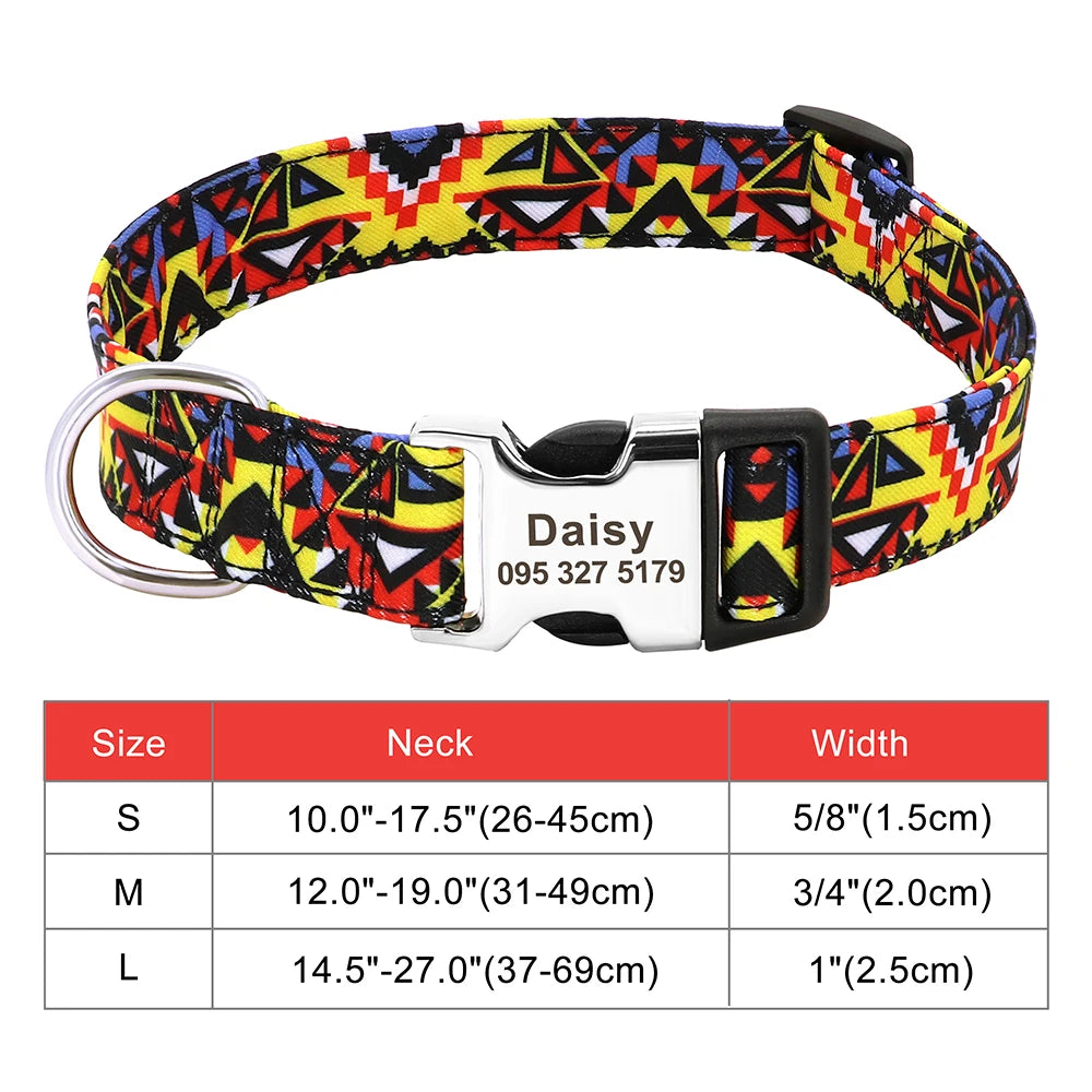 Personalized Nylon Dog Collar Customized Pet Collar Engraved ID Tag Nameplate Buckle for Small Medium Large Dogs Pitbull Pug