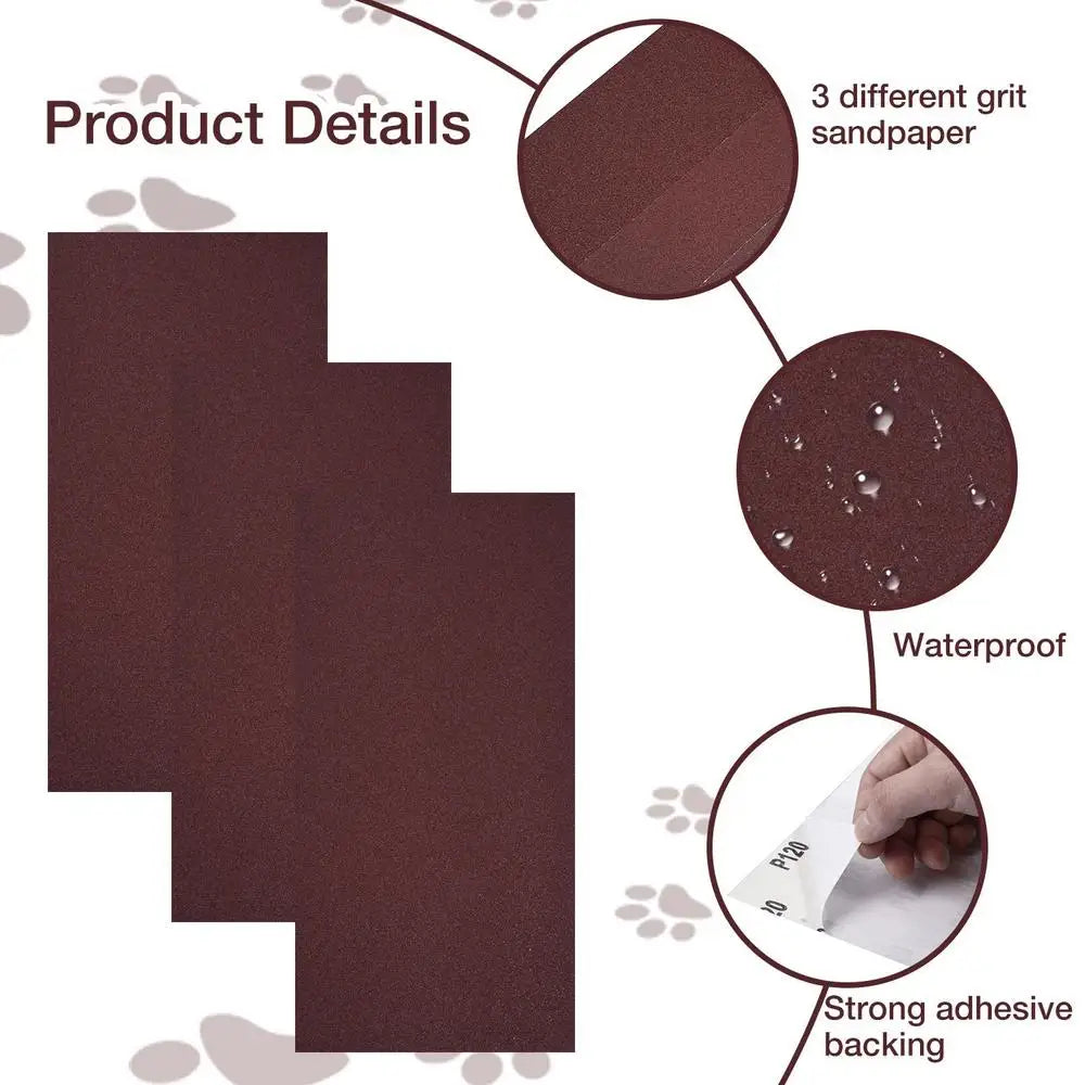 20 X 10 Inch Self Adhesive Sandpaper 3PCS Dog Scratch Pad Replacement 60 80 120grit Cat Nail File Scratcher Stickyback Sandpaper