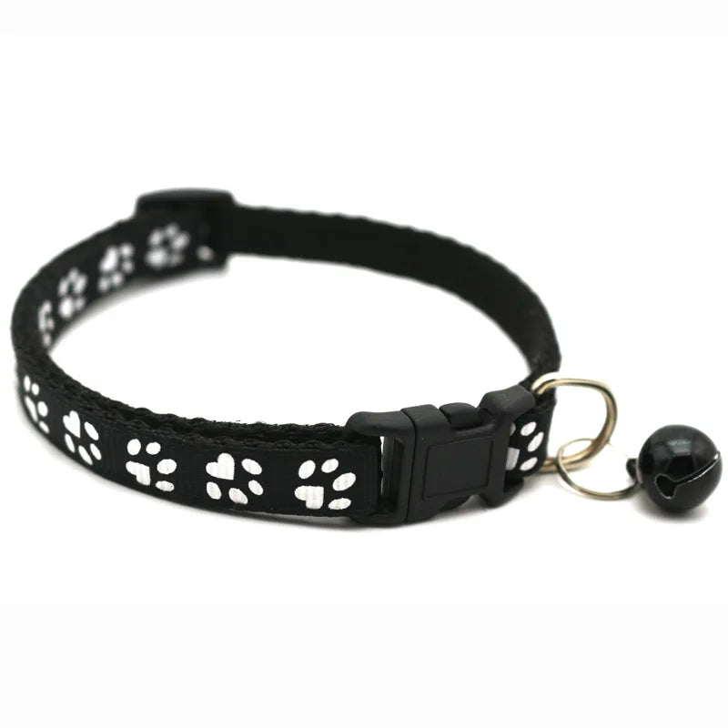 1pc Colorful Pet Pattern Small Dog and Cat Collar with Bell Adjustable Bowties Dog Bow Ties DIY Band Pet Collar With Footprint