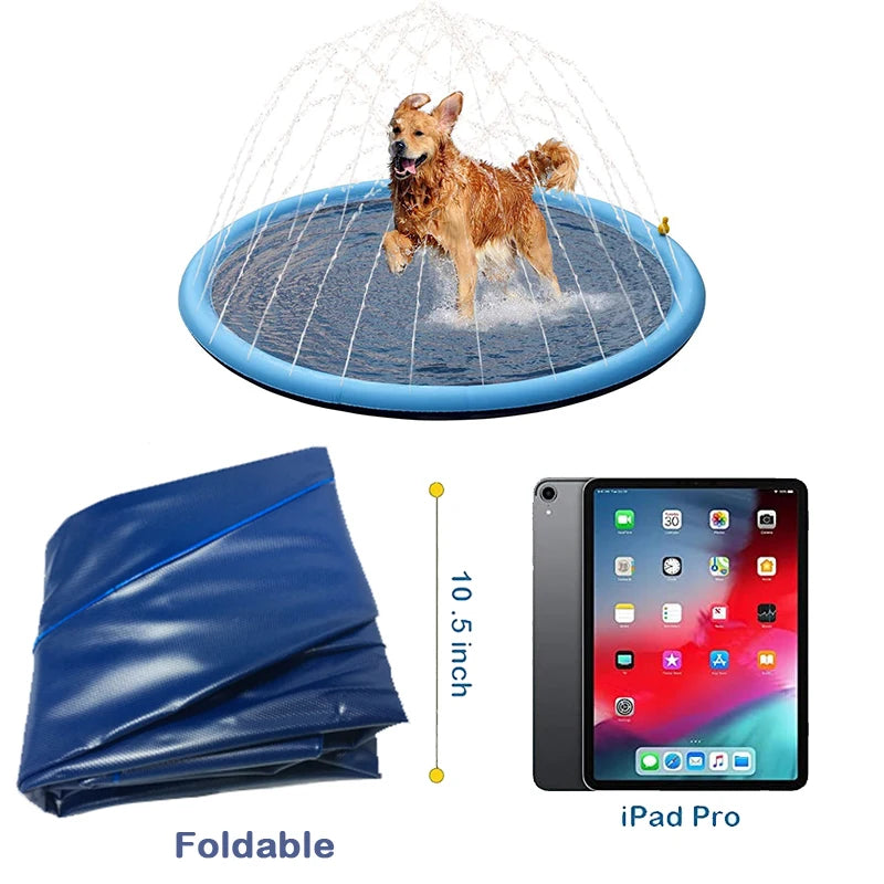170cm Summer Dog Toy Splash Sprinkler Pad Pet Swimming Pool Interactive for Pet Children Interactive Outdoor Play Water Mat Toys