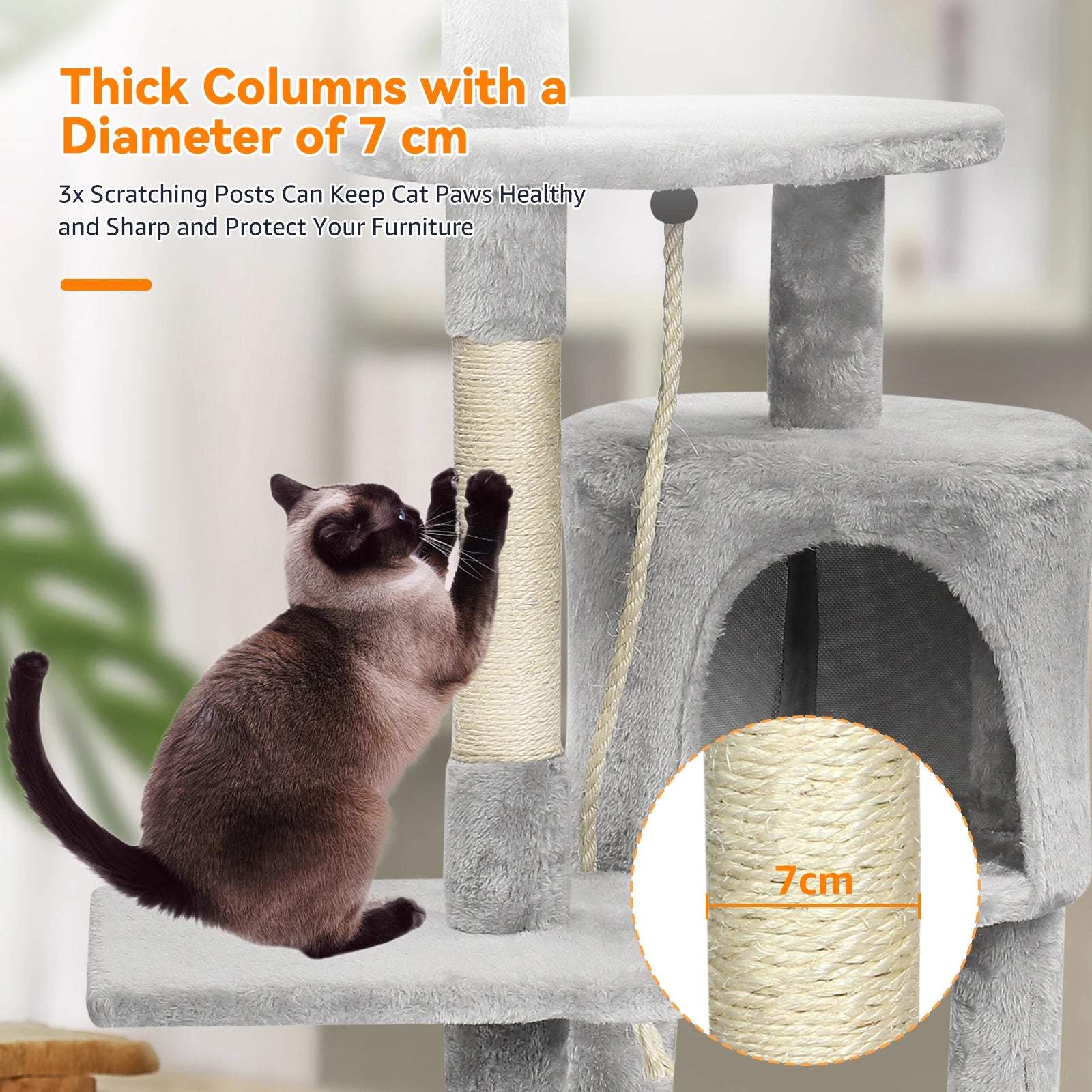 Passerscat Cat Tree Cat Tower With Toy For Indoor Cats Multi-Level With Scratching Posts Cat House Cozy Condo Padded Top Perches