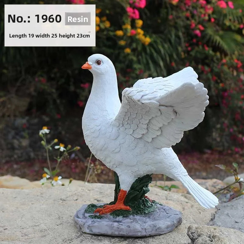 Outdoor garden simulation animal white dove model, garden decoration prop, resin simulation pigeon figurine