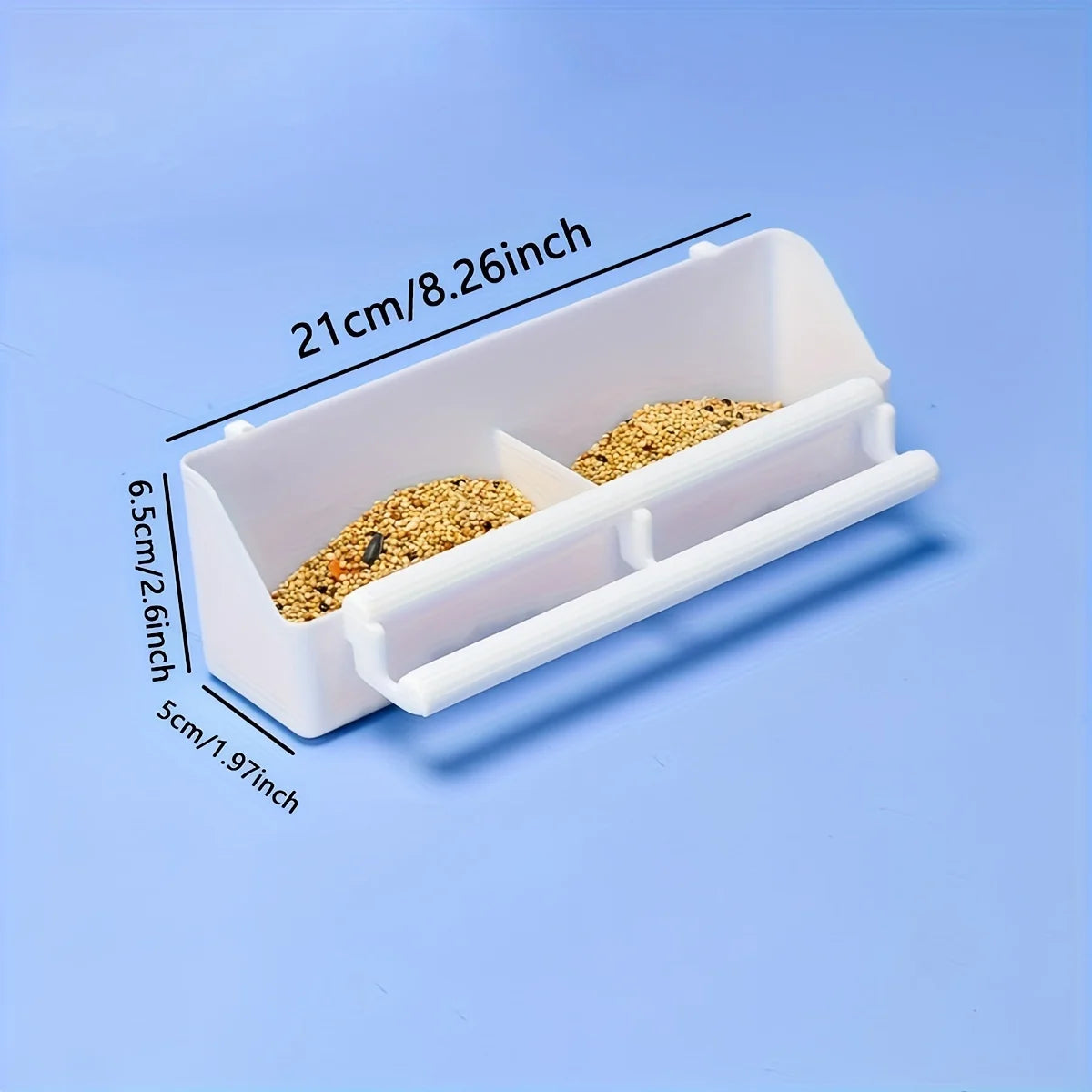 1pc Portable Double Grid Design Bird Feeder, Hanging Bird Food And Water Container For Bird Cage