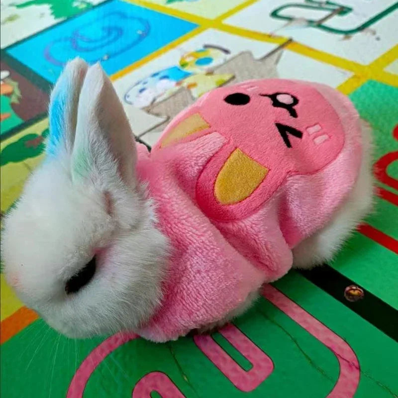 Plush Cat Rabbit Vest Cartoon Autumn Winter Pet Clothes for Kitten Puppy Bunny Guinea pig Warm Fleece Small Animals Clothing