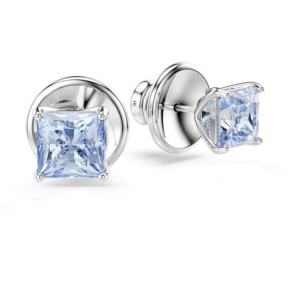 New square cut blue crystal earrings exquisite high-end jewelry romantic gift cat accessories