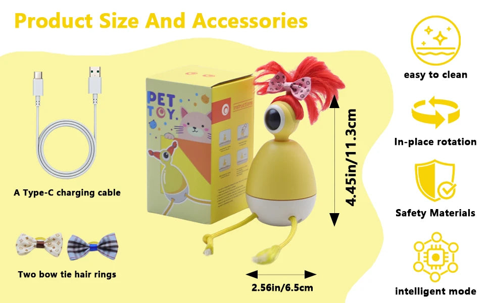 Rechargeable Automatic Laser Interactive Cat Toy with 360° Rotating Tumbler Kitten Toy, Touch Sensor and Silent Motor,