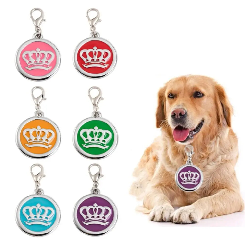 Pet ID Card Crown Pet ID Name Tag Loss Prevention Zinc Alloy Pet Nameplate Personalized Dog Hanging Tag For Cats Dogs
