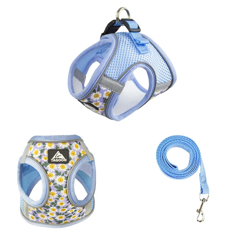 Dog Harness and Leash Set Reflective Pets Chest Strap for Small Puppy Cats Vest Harness Chihuahua Yorkies Teddy Walking Supplies