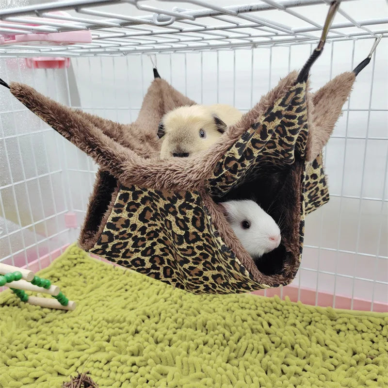 Warm Plush Hamster Hammock Small Animal Double-layer Thicken Sleeping Bag Nest Pets Rat Squirrel Hanging Cage House 햄스터케이지