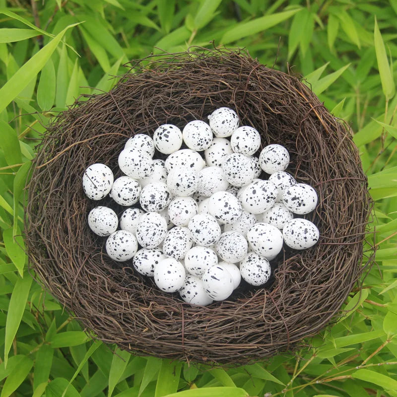 Round Rattan Bird Nest Easter Handmade DIY Craft Vine Simulation Bird Nest Egg Decor Props Home Garden Window bird house