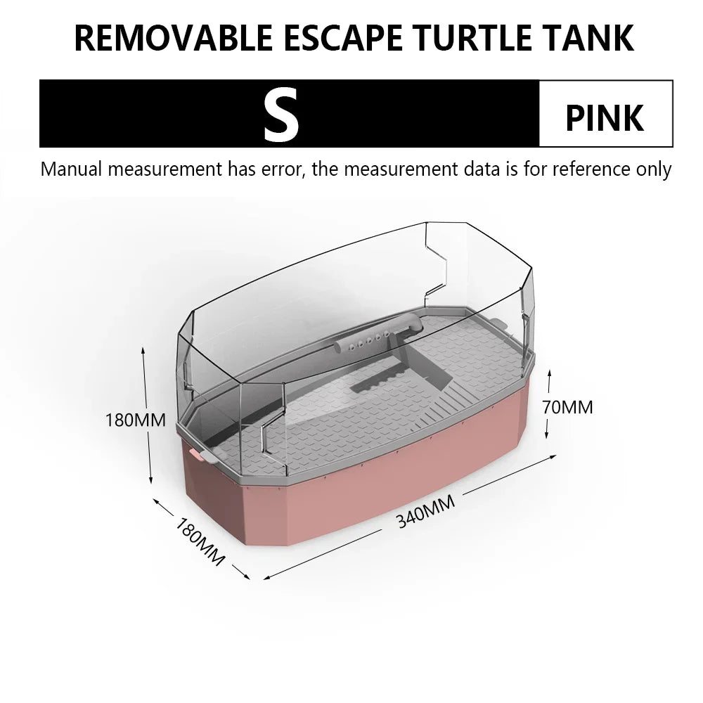 Turtle Habitat Tortoise Feeding Boxes with Basking Platform Reptiles Tortoise Vivarium Box Aquarium for Turtles Tank Feeding Box